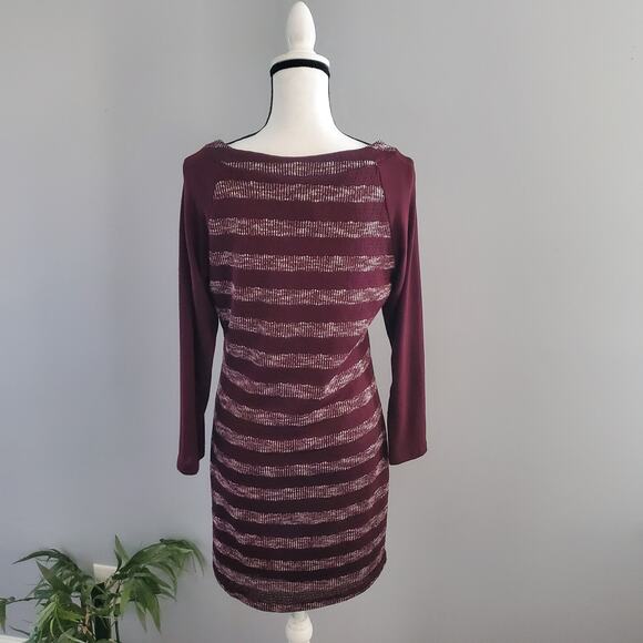 Three Pink Hearts Long Sleeve Striped Sweater Dress XL - Picture 2 of 6